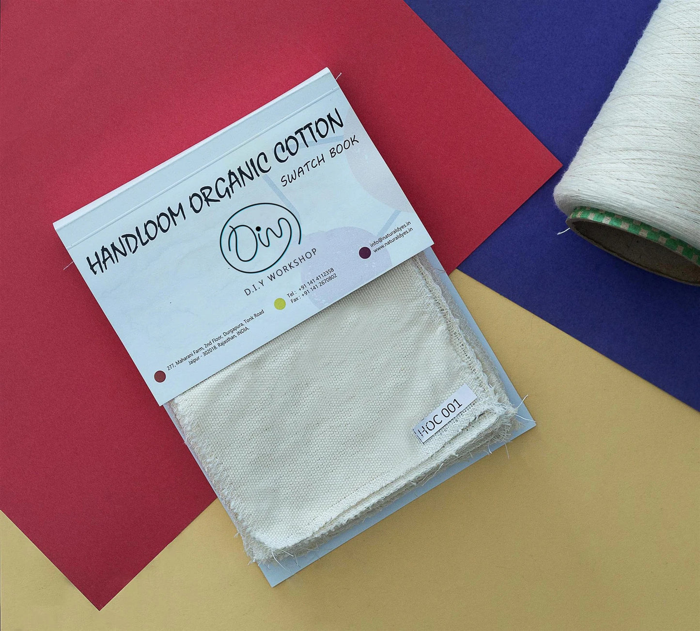 Swatch Card - 35 Handmade organic cotton samples - Size 15 cm x 12 cm - Undyed/ Greige/ White